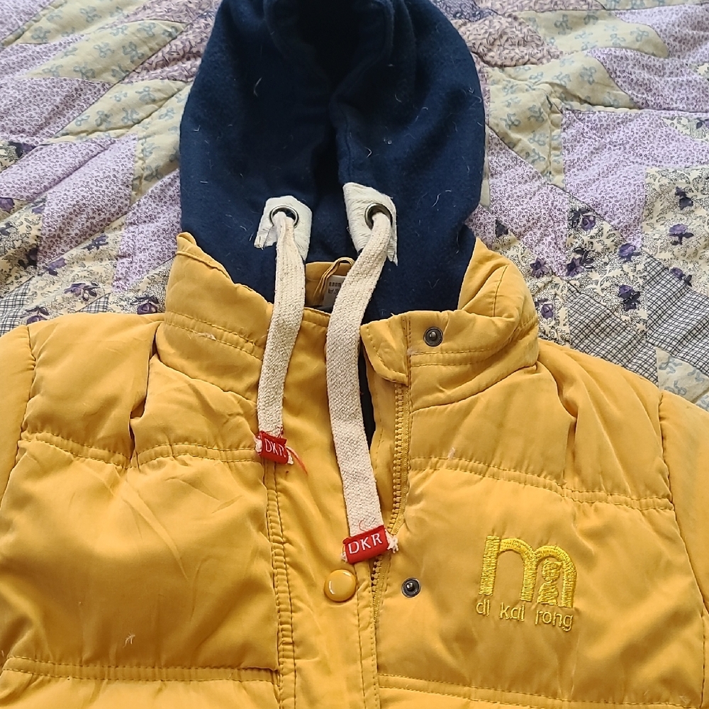 Yellow Hooded Puffer Jacket -